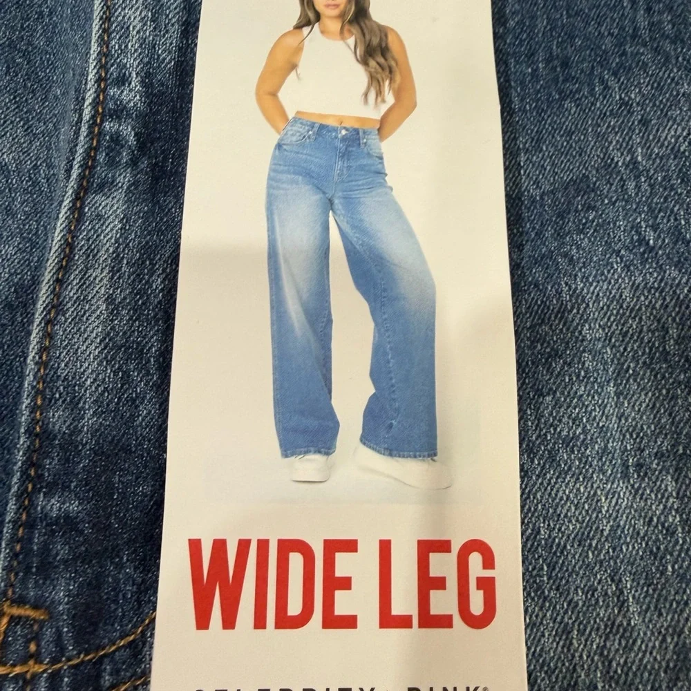 Plus Size Celebrity Pink Light Blue Wide Leg Jeans - Picture 12 of 14